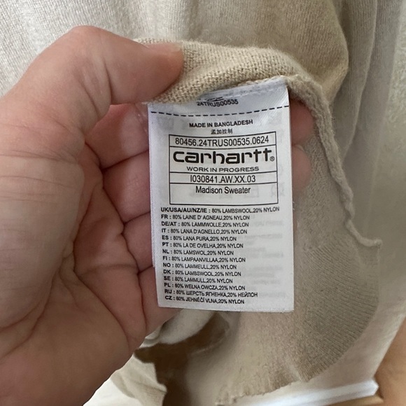 Carhartt Men's Tan Crewneck Lambswool Sweater - Picture 3 of 12